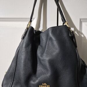 Coach Black Pebbled Leather Shoulder Bag